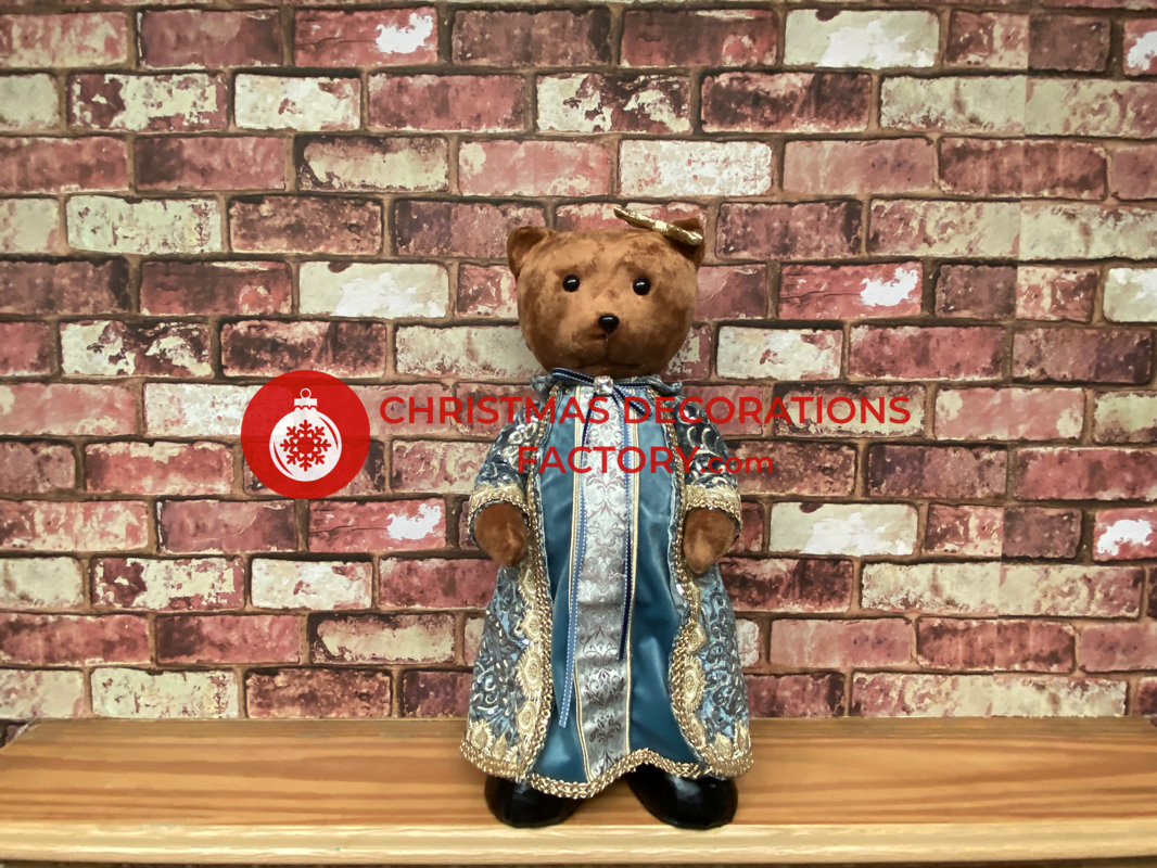 55cm Blue And Champagne Fabric Standing Girl Bear