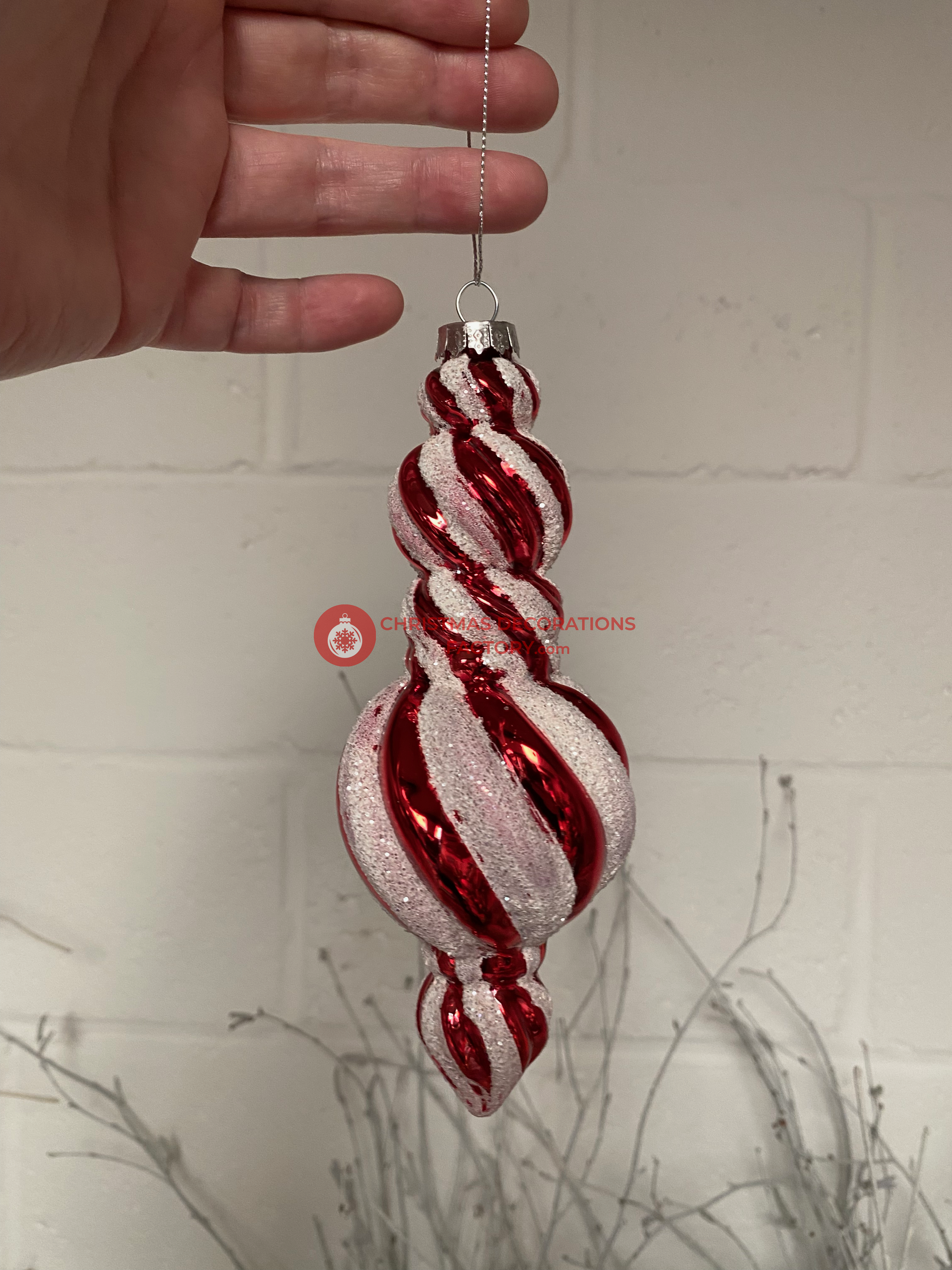 18cm Candy Cane Stripe Round Bauble